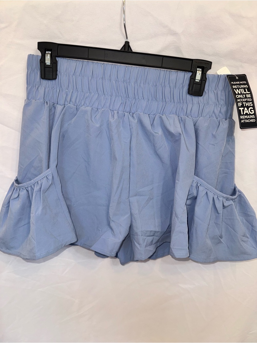 Baleaf Light Blue High-Waist Ruffle Pocket Shorts